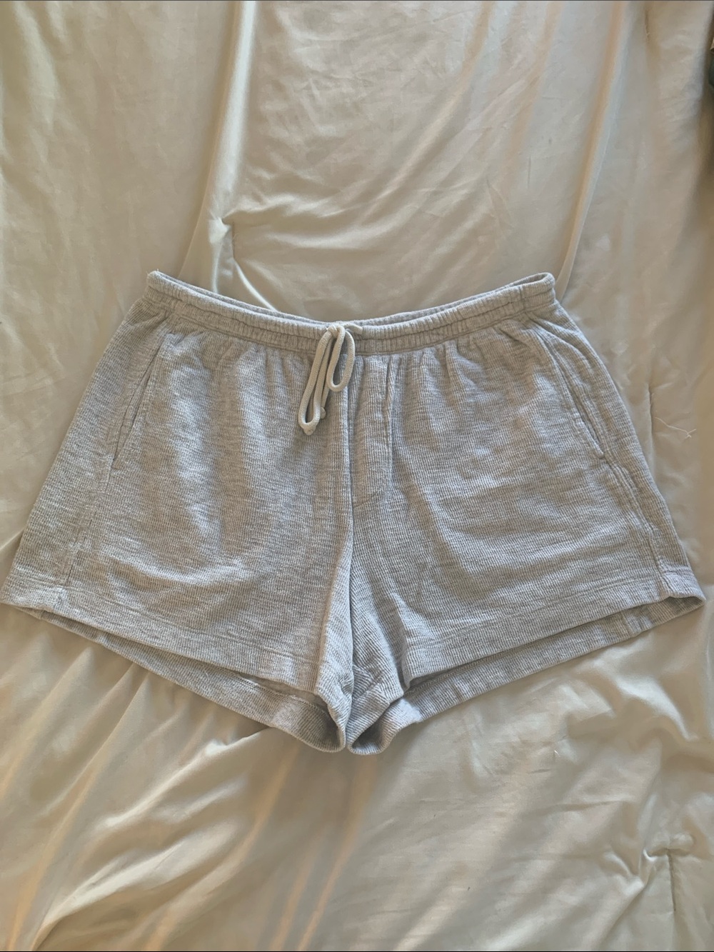 aerie Light Gray Knit Drawstring Lounge Shorts